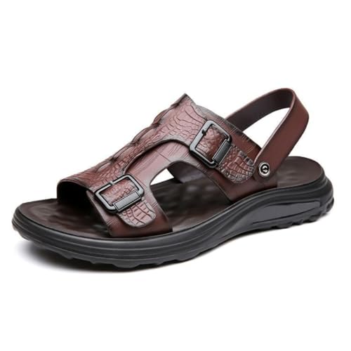 Premium Comfort Faux Crocodile Leather Flip-back Convertible Outdoor Sandals Sildes Summer Slippers For Men Indoor Footwear
