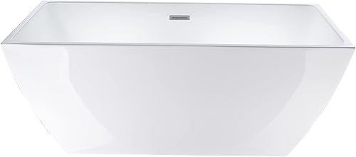 Vanity Art Bañera independiente acrílica de 67 x 32 pulgadas  Bañeras de mejoras para el hogar con diseño contemporáneo para remojar y bañarse,