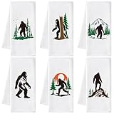 GROBRO7 Funny Gorillas Hand Towel - 6Pcs Forest Mountain Gorilla Theme Kitchen Dishcloths Set Polyester Soft Towels for Bathroom Accessories Home Dining Decor Housewarming Gifts for Men Women