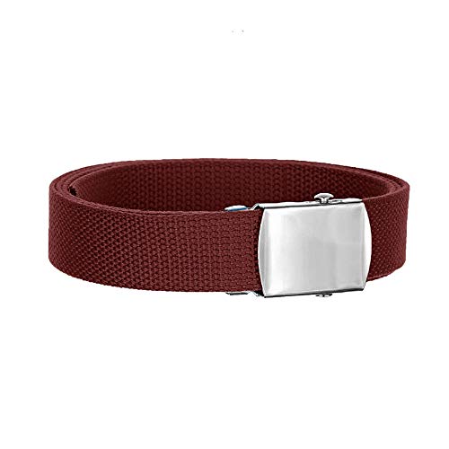 Canvas Belt Military Style - with Polished Nickel Buckle and Tip 60