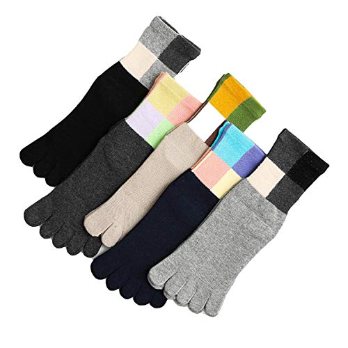 iFCOW - Calcetines para mujer, 5 pares de calcetines para mujer, 5 dedos, algodón transpirable Cover