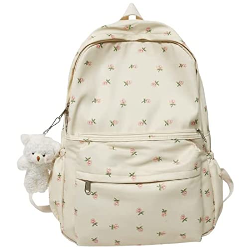 Mochilas escolares para niñas mochila linda estética floral gran capacidad impermeable para viaje