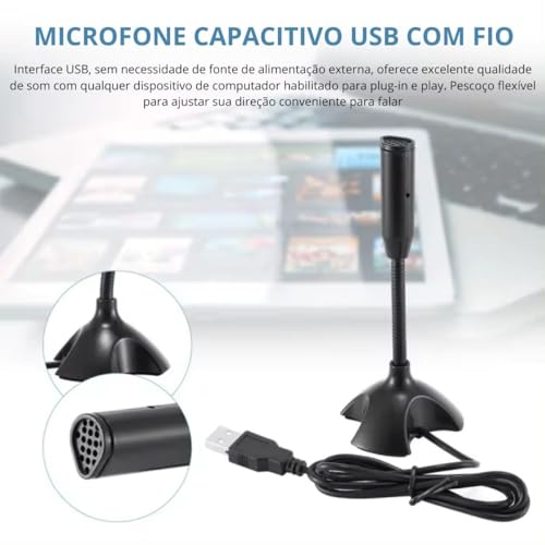 Microfone de Mesa USB Gamer e Streamer suporte Ajustável flexível para PC, laptop, microfones de com