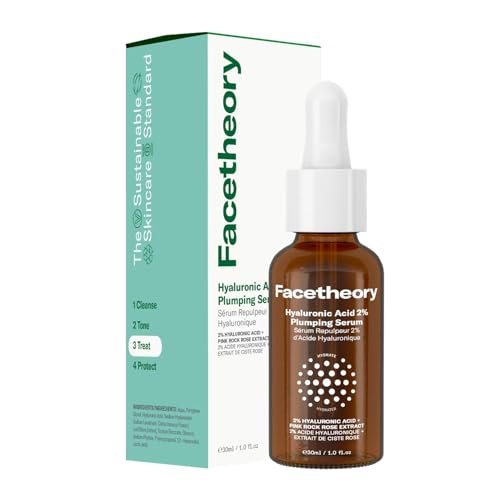 facetheory Hyaluronic Acid 2% Plumping Serum - Pink Rock Rose Extract - Lightweight Hydrating Serum for All Skin Types - Vegan & Cruelty-Free (30 ml)