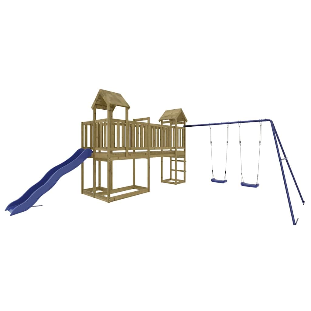 Outdoor-Spielset aus Kiefernholz mit Rutsche und Schaukel