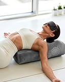 3 in 1 Yoga Bolster Pillow Set for Relaxation & Meditation , Premium Rectangular Velvet Cushion with Weighted Lavender Eye Pillow & Replacement Cotton Cover, Supportive Foam for Back Support & Stretching