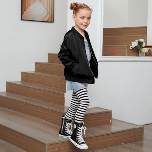 QPANCY Girls Bomber Jacket Classic Zip Up Flight Outerwear Kids Casual Coat with Pockets4