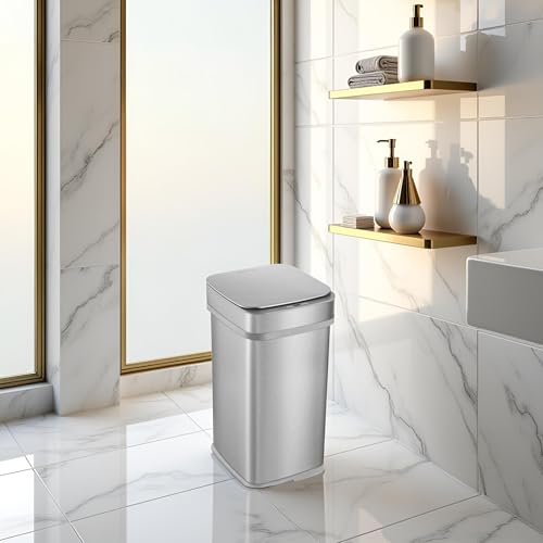 Caneca de basura automática 50L acero inoxidable miniatura 6