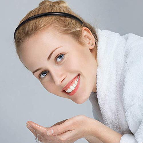 4 pcs Plastic Headband, Black Headbands Thin Teeth Skinny Hairbands, Soft Non Slip Outdoor Sports Hair Bands for Mens Women's Girls (8mm Wide) - Image 6