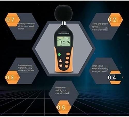 Detector de ruido, medidor decibelios, comprobador, instrumento nivel sonido alta precisión