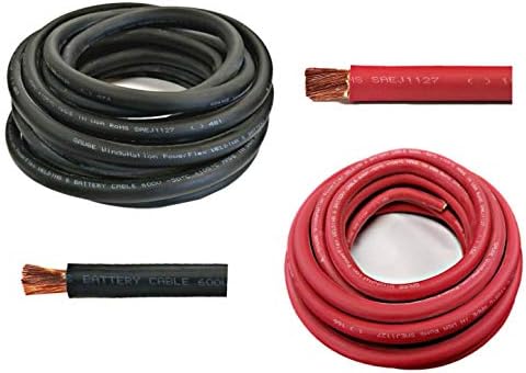 WNI 6 Gauge 20 Feet Black 20 Feet Red 6 AWG Ultra Flexible Welding Battery Copper Cable Wire - Made in The USA - Car, Inverter, RV, Solar