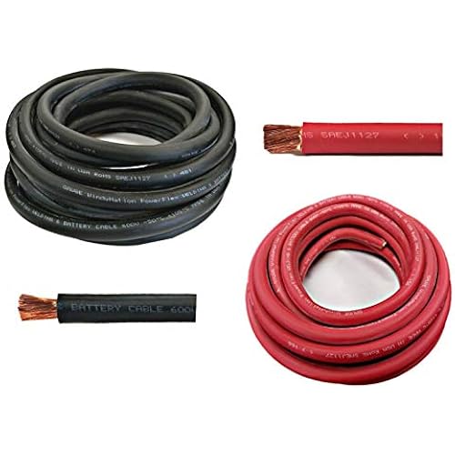 WNI 4 Gauge 30 Feet Black 30 Feet Red 4 AWG Ultra Flexible Welding Battery Copper Cable Wire - Made in The USA - Car, Inverter, RV, Solar