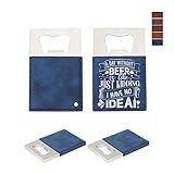 PYD Life 8 Pack Credit Card Bottle Opener Stainless Steel with Blue Leather Handle Blanks 2.2" x 3.3