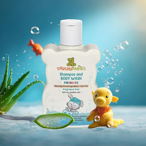 Image of ShuShu Babies Natural Fragrance Free Baby Wash & Shampoo-60ml | Baby Head to Toe Wash | Suitable for Newborn Sensitive Skin | Gentle, Tear-Free, Mild & Hypoallergenic Formula