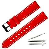 Calme（カルム） 腕時計 シリコン ベルト 時計 クイックリリース ラバー バンド カラーステッチ 16㎜ 18㎜ 20㎜ 22㎜ 24㎜ 交換説明書付 (24㎜, レッド × サテンブラック)