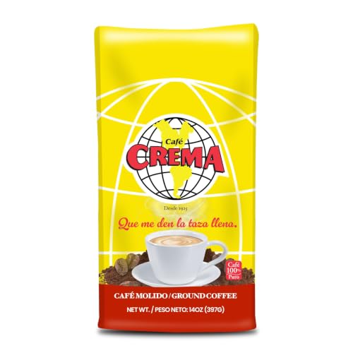 Cafe Crema Ground Coffee, Medium Roast, Puerto Rico, 14 oz (Pack of 1)