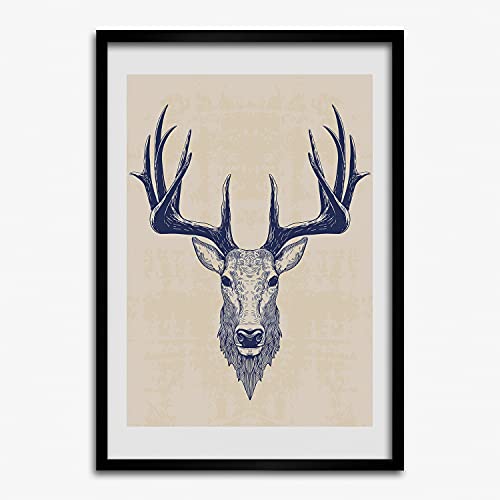Cadre MDF 50x70 cm avec affiche de tête de cerf Tulup