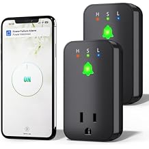 Power Failure Alarm WiFi, 2 Pack Smart Power Outage Alarm & App Notifications, Mini Size Freezer Alert & Loud 110dB & LED Indicator & Voltage Detection, Home Power Monitor for GFCI Trips, Sump Pump