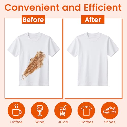 Image of Stain Remover Wet Wipes Bulk, Individual Wrapped Clothes Portable Travel Messy Eater Cleaning Laundry Stain Removal Wipes Pocket Size for Clothing Fabric /Wine /Fast Food 7.1 x 4.7 Inch (White 200)