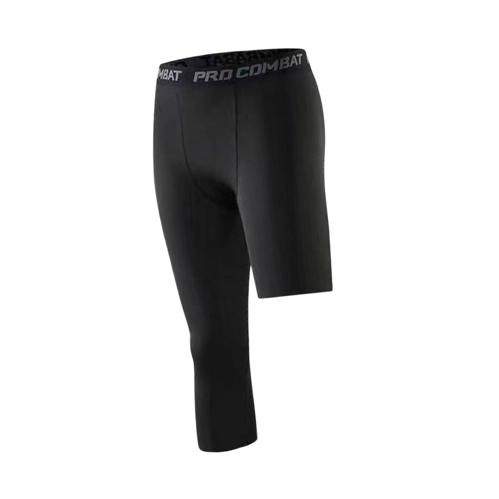 Mens Athletic Pants Workout Leggings for Basketball Training Fitness M Black Left Short-image-33
