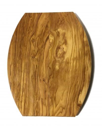 Zestaw 4 x deska do krojenia z drewna oliwkowego, owalna deska do krojenia, 27 x 22 cm, z krawędzią