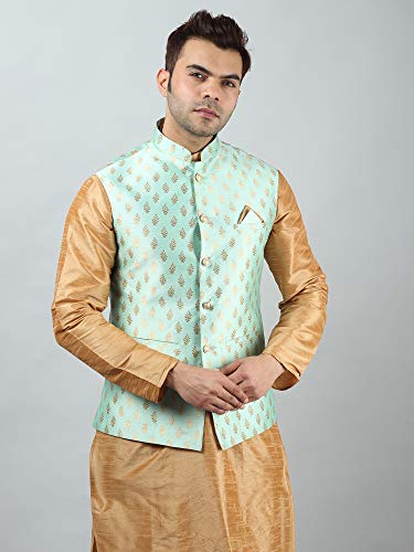 Image of Uri and MacKenzie Men's Silk Blend Kurta Pajama with Designer Ethnic Nehru Jacket /Modi Jacket