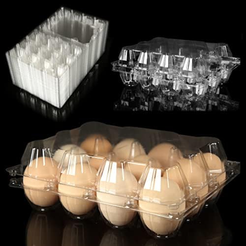 Egg Cartons 50 Pack, Clear Plastic Egg Cartons for Chicken