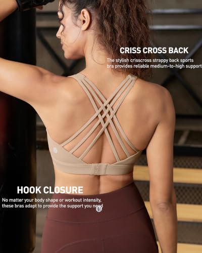 Image of RUNNING GIRL Sports Bras for Women,Crisscross Back High Impact Sports Bra with Hook Closure Workout Supportive Bra