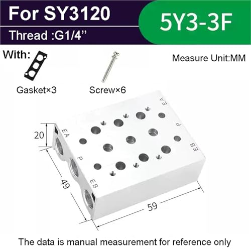 Base de collecteur SS5Y3-3F pour électrovanne pneumatique série SY - 3
