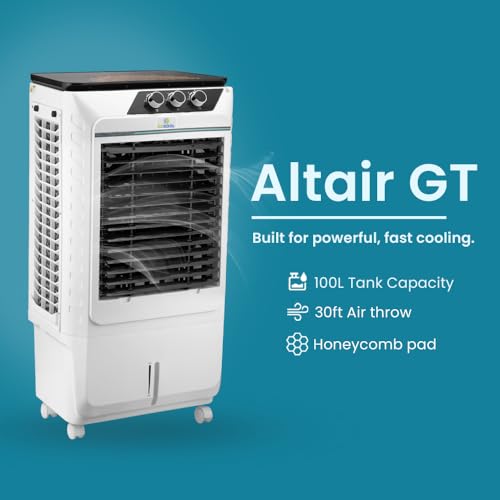 Image of ALTAIR GT 100 L Desert Tower Personal Air Cooler for Room, Hall, Office - Premium High-Performance Cooling, Honeycomb Pads, Energy Efficient Motor - 1 Year Warranty