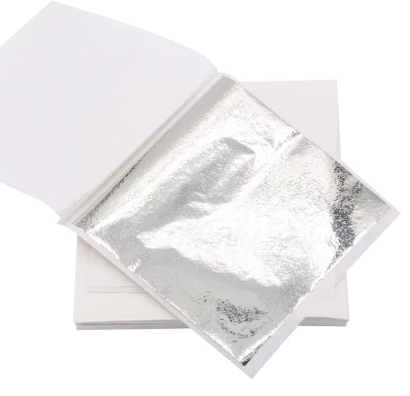 Mini Silver Leaf Sheets (100) + Gold Leaf Glue (50ml) (Combo Pack) 16x16 cm Gilding Foil Gold Foil Paper for Paintings, Arts Crafts, Nail Deco,Furniture-image-41
