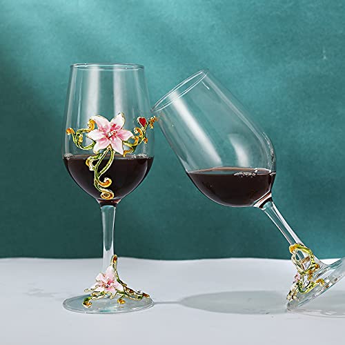 Verre à vin en émail lys rose pour vos soirées de dégustation - 5