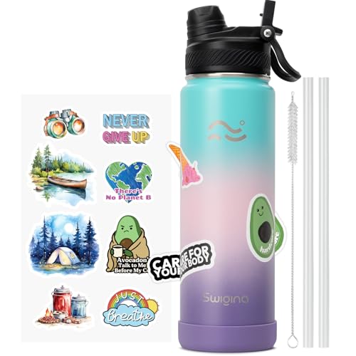 Image of Swigina Insulated Water Bottle with Boot (Keep 36 hrs Cold) BPA Free, 24 oz