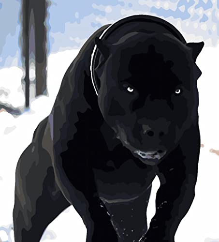 Point de croix pré-imprimé Chien noir pour apprendre la broderie facilement sans compter les fils