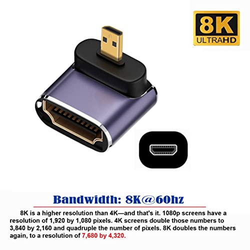 Adaptador Convertidor Micro HDMI 2.1 Ángulo 90 Grados miniatura 2