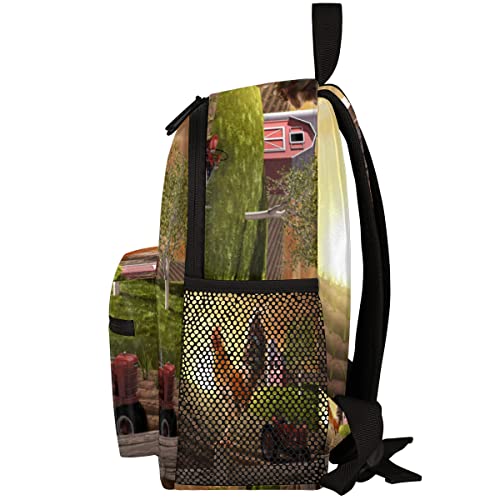 Mochila Rooster Farm Sunrises Tratores Agrícolas Mini 30,48 cm, Mochila Pequena Leve para Adolescent