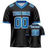 Custom Football Jersey Personalized Black Blue Shirts Practice Sports Uniform Fans Gifts for Men Wom