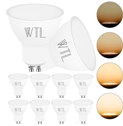 WTL GU10 LED Warmweiß Dimmbar Leuchtmittel Scheinwerfer 3000K LED GU10 Led Warmweiss Dimmbar7W Ersetzt 70W Halogenlampen 120 Grad 600LM AC 220V 10er Pack.