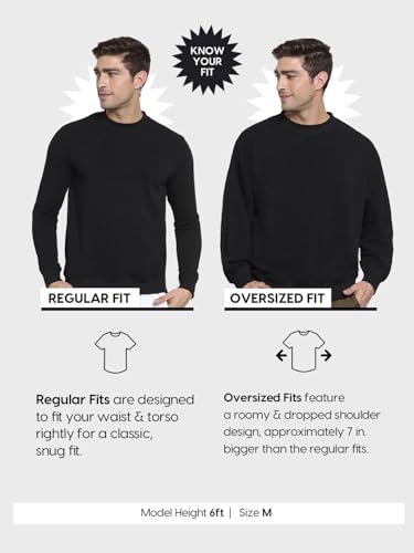 Image of Bewakoof Men's Fleece Oversized Fit Sweatshirt | Bewakoof Heavy Duty 1.0 | Sweatshirt for Man Winter Wear