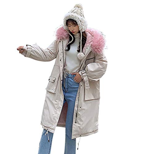 Vintress Women's Winter Warm Parkas Coat with Fur Collar Hooded Slim Overcoat