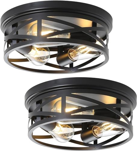 OURIFU 3-Lights Farmhouse Flush Mount Ceiling Light,12 Inch 2 Packs ...
