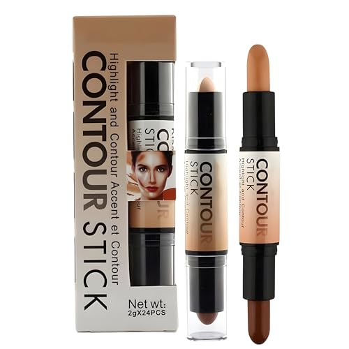 2 in 1 Colors Highlight and Contour Stick,Dual-Ended Full Coverage Wonder Stick,Color Corrector Concealer Stick,Contouring Highlighting Foundation,Shadow Cream Pen Body Shading Makeup Stick Set