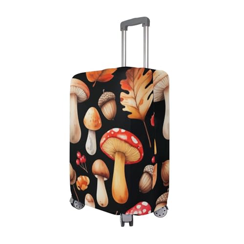 Joisal Suitcase Cover Cute Luggage Protector Watercolor Autumn Mushrooms Black Anti-scratch Traveling Travel Luggage Accessories, S, Fits 18-20 Inch Case3