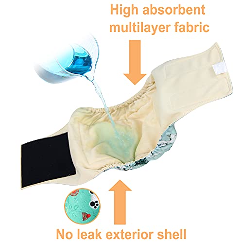 Image of Langsprit Male Belly Bands for Dogs (Pack of 3) - High Absorbing Dog Wraps Male Washable - Reusable Dog Diapers (Fox,Cat,Polar Bear, Medium)