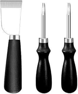 3 Pcs Leather Craft Tools Kit, Leather Knife, Leather Cutting Knife with 2 Sizes Leather Edge Beveler, Leather Edge Tool for Leather Cutting Crafting DIY