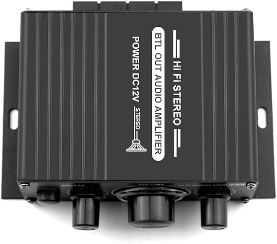 Power Amplifier, AK170 12V Mini Audio Power Amplifier Digital Audio Receiver AMP Dual Channel 20W+20W Bass Treble Control for Car Home Use