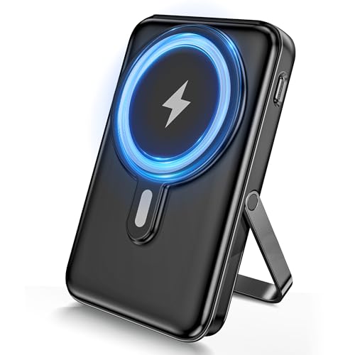 Magnetic Power Bank 12000mAh built in 4 cables,Fast Charge Battery Pack Wireless Portable Charger 22.5W QC3.0 with USB C Inputs & Output and LED Display for iPhone 12/13/14/15/Pro/Pro Max