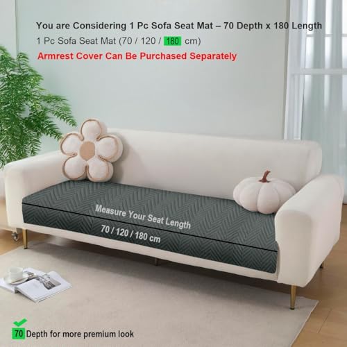 Image of Amazon Basics - Velvet Quilted Make Your Own Sofa Cover | 3 Seater | Multi-Layered Fabric | 180cm x 70cm | 350 GSM | Color - Light Grey