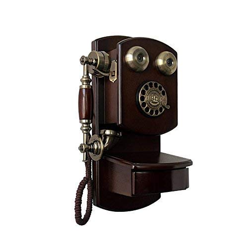 Schnurgebundenes Telefon Holzwand-Telefonzifferblatt Vintage Zifferblatt Schnurgebundenes Telefon schnurloses Telefon mit Retro-Karte