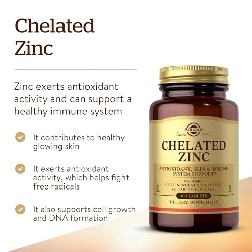 Solgar Chelated Zinc, 100 Tablets - Zinc for Healthy Skin - Supports Cell Growth & DNA Formation - Exerts Antioxidant Activity - Supports A Healthy Immune System - Non GMO, Gluten Free - 100 Servings - Image 4